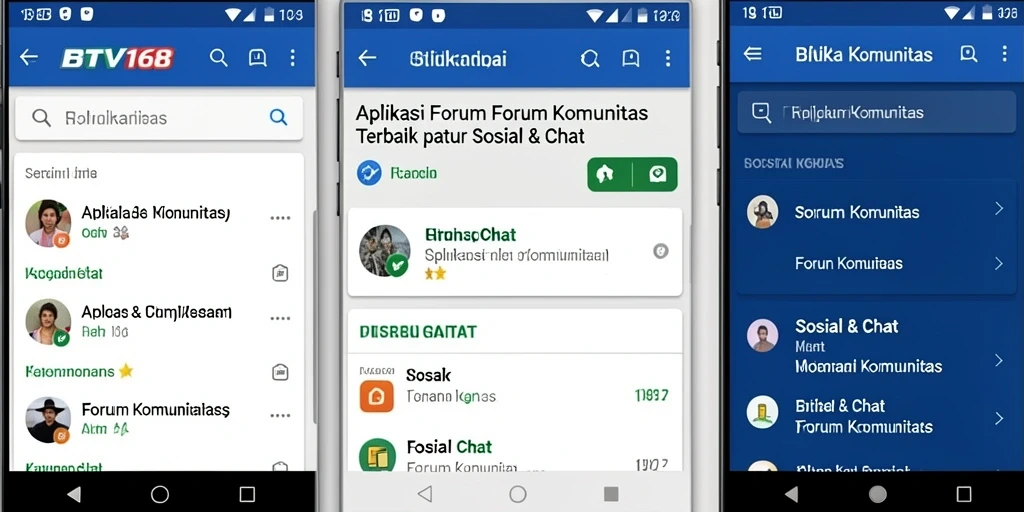 Screenshot aplikasi BTV168 menampilkan antarmuka Forum Komunitas yang interaktif.