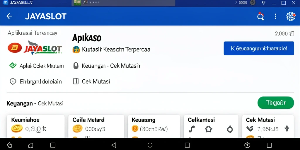 Tampilan antarmuka aplikasi JAYASLOT untuk Cek Mutasi Keuangan.