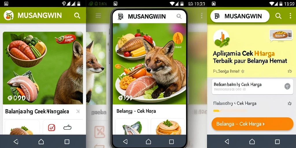 Antarmuka aplikasi MUSANGWIN yang menunjukkan fitur Cek Harga.
