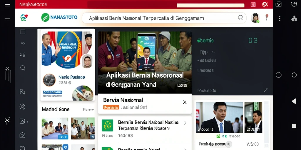 Antarmuka NANASTOTO menampilkan berita terbaru dengan cara yang menarik.