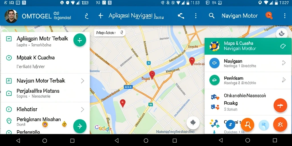 Screenshot OMTOGEL menampilkan antarmuka Navigasi Motor yang modern dan informatif.
