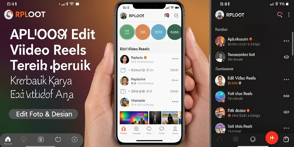 Tampilan antarmuka RPLOOT dengan fitur edit video reels.
