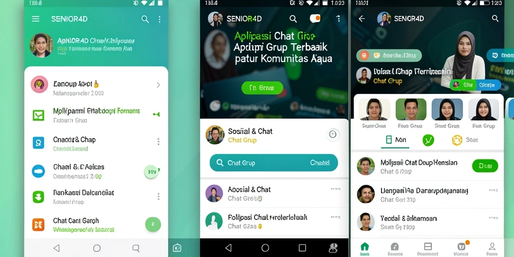 Tampilan antarmuka <strong>SENIOR4D</strong> dengan fitur Chat Grup yang menarik dan fungsional.