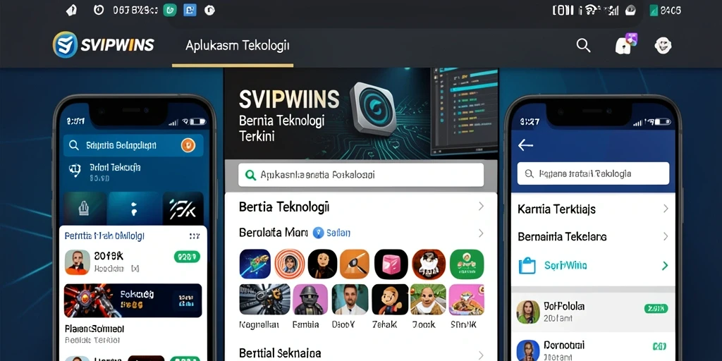 Antarmuka aplikasi SVIPWINS menampilkan berita teknologi terbaru.